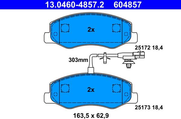 ATE 13.0460-4857.2 - Bremsbelagsatz, Scheibenbremse www.parts5.com