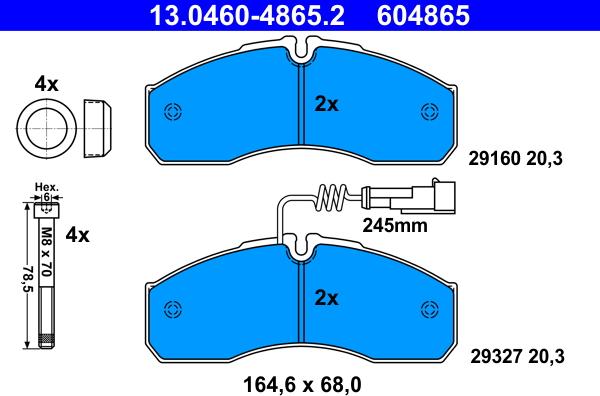 ATE 13.0460-4865.2 - Brake Pad Set, disc brake www.parts5.com