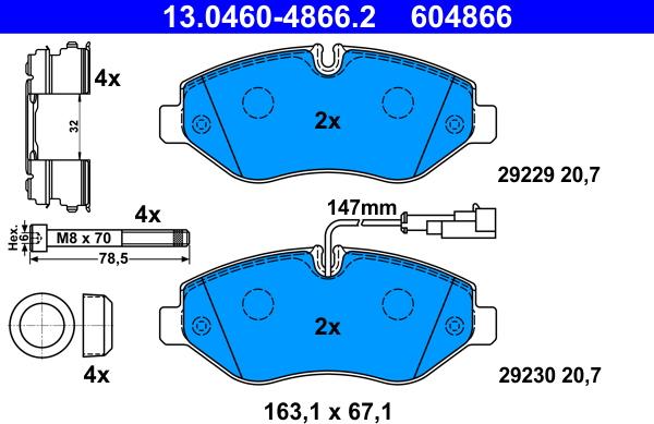 ATE 13.0460-4866.2 - Тормозные колодки, дисковые, комплект www.parts5.com