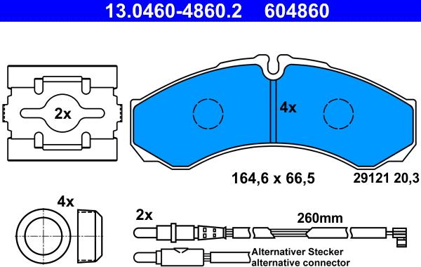 ATE 13.0460-4860.2 - Brake Pad Set, disc brake www.parts5.com