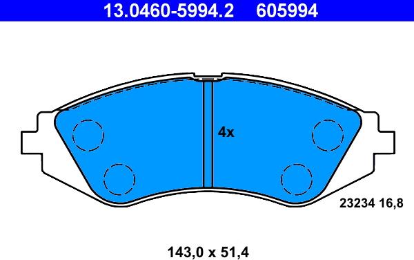 ATE 13.0460-5994.2 - Brake Pad Set, disc brake www.parts5.com