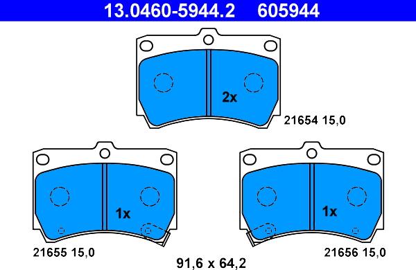 ATE 13.0460-5944.2 - Brake Pad Set, disc brake www.parts5.com