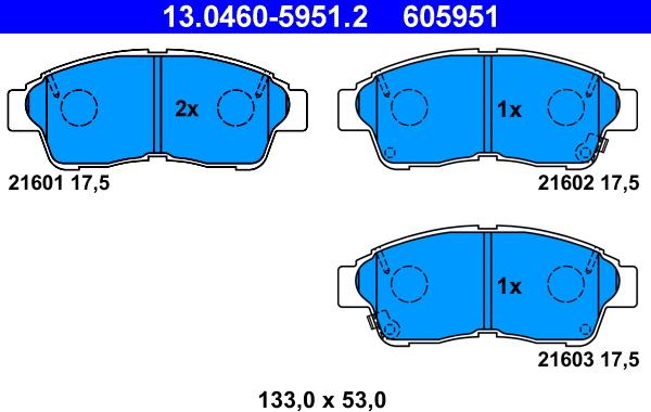 ATE 13.0460-5951.2 - Set placute frana,frana disc www.parts5.com