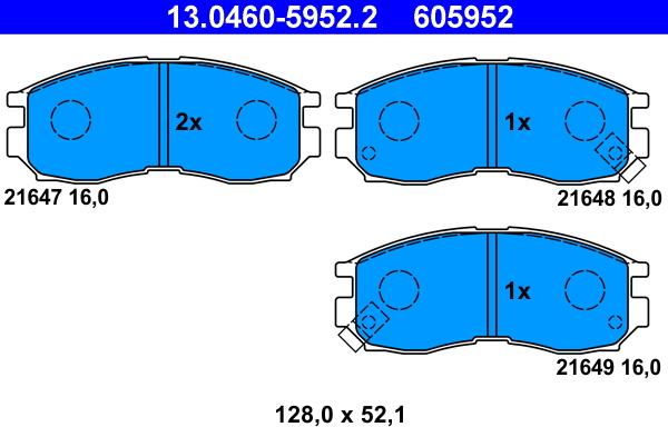 ATE 13.0460-5952.2 - Set placute frana,frana disc www.parts5.com