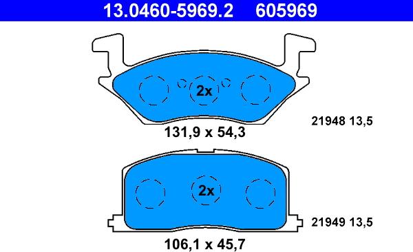 ATE 13.0460-5969.2 - Set placute frana,frana disc www.parts5.com