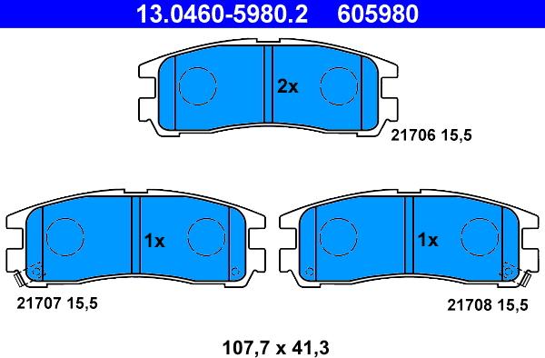 ATE 13.0460-5980.2 - Set placute frana,frana disc www.parts5.com