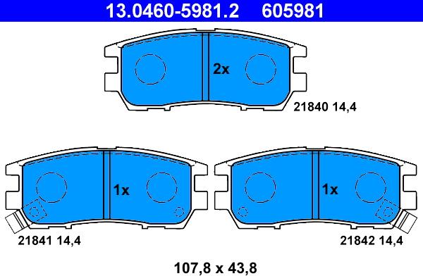 ATE 13.0460-5981.2 - Brake Pad Set, disc brake parts5.com