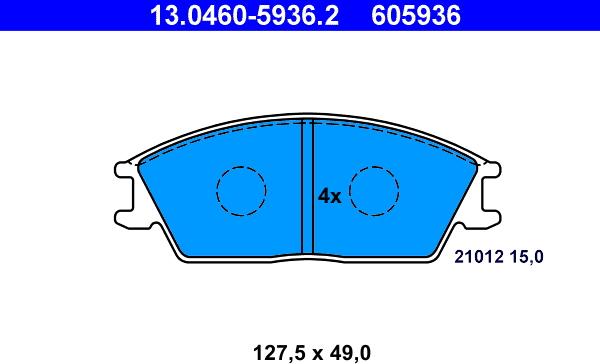 ATE 13.0460-5936.2 - Juego de pastillas de freno www.parts5.com