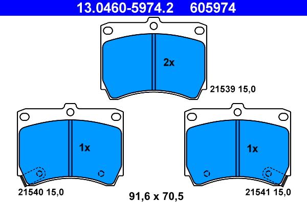 ATE 13.0460-5974.2 - Brake Pad Set, disc brake www.parts5.com