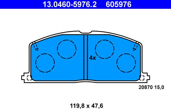 ATE 13.0460-5976.2 - Zestaw klocków hamulcowych, hamulce tarczowe www.parts5.com