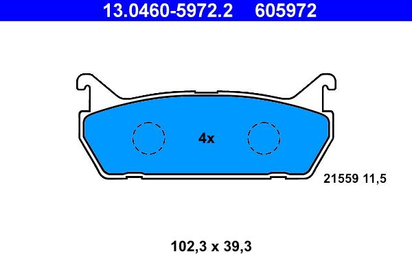 ATE 13.0460-5972.2 - Тормозные колодки, дисковые, комплект www.parts5.com