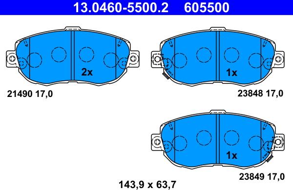 ATE 13.0460-5500.2 - Set placute frana,frana disc www.parts5.com