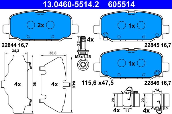 ATE 13.0460-5514.2 - Brake Pad Set, disc brake www.parts5.com