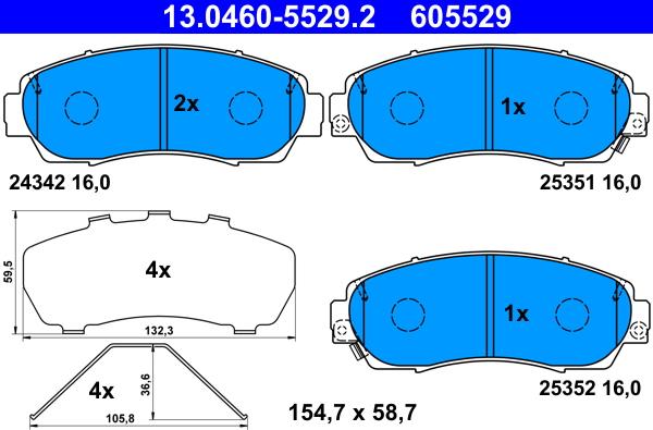 ATE 13.0460-5529.2 - Brake Pad Set, disc brake www.parts5.com