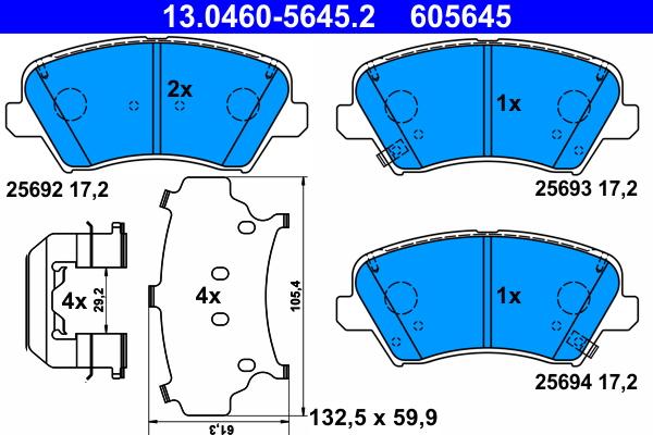 ATE 13.0460-5645.2 - Set placute frana,frana disc www.parts5.com