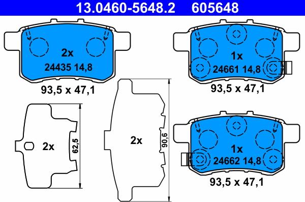 ATE 13.0460-5648.2 - Тормозные колодки, дисковые, комплект www.parts5.com