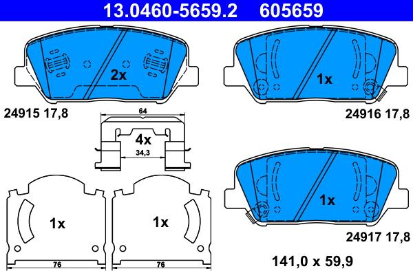 ATE 13.0460-5659.2 - Set placute frana,frana disc www.parts5.com