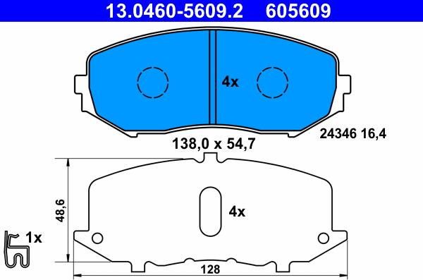 ATE 13.0460-5609.2 - Kit de plaquettes de frein, frein à disque www.parts5.com