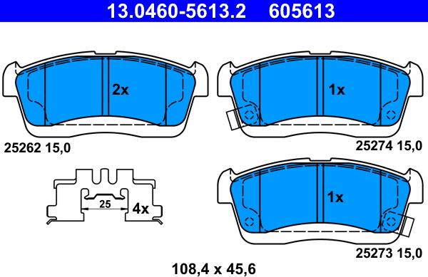 ATE 13.0460-5613.2 - Set placute frana,frana disc www.parts5.com