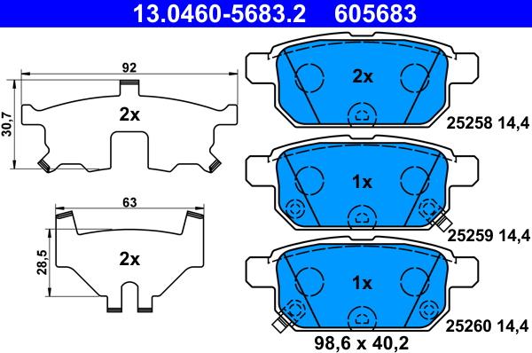 ATE 13.0460-5683.2 - Set placute frana,frana disc www.parts5.com