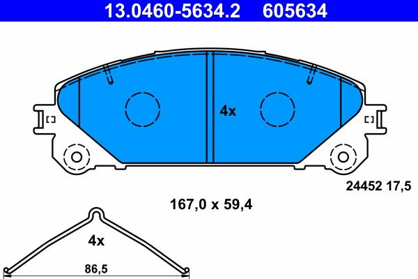 ATE 13.0460-5634.2 - Brake Pad Set, disc brake parts5.com