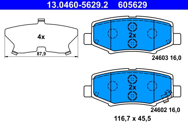 ATE 13.0460-5629.2 - Brake Pad Set, disc brake www.parts5.com