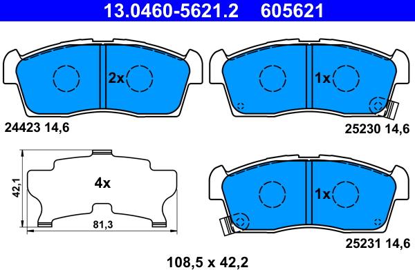 ATE 13.0460-5621.2 - Set placute frana,frana disc www.parts5.com