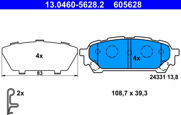 ATE 13.0460-5628.2 - Brake Pad Set, disc brake parts5.com