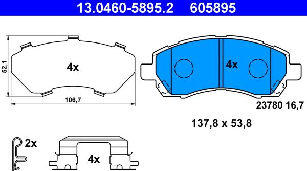 ATE 13.0460-5895.2 - Set placute frana,frana disc www.parts5.com