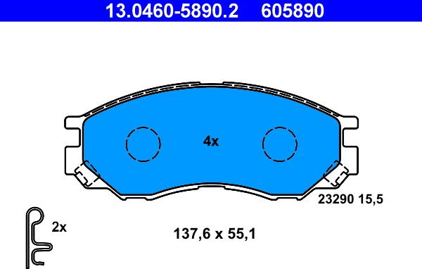 ATE 13.0460-5890.2 - Set placute frana,frana disc www.parts5.com