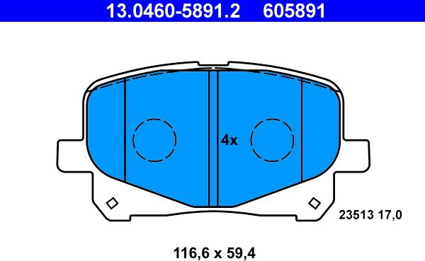 ATE 13.0460-5891.2 - Brake Pad Set, disc brake www.parts5.com