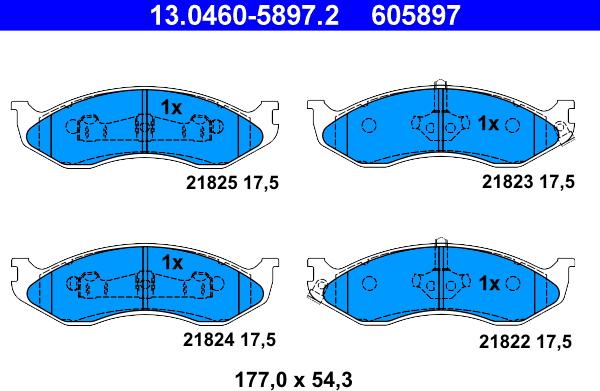 ATE 13.0460-5897.2 - Brake Pad Set, disc brake parts5.com