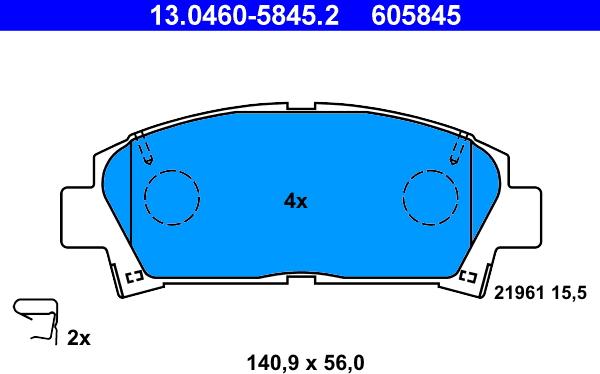 ATE 13.0460-5845.2 - Fékbetétkészlet, tárcsafék www.parts5.com