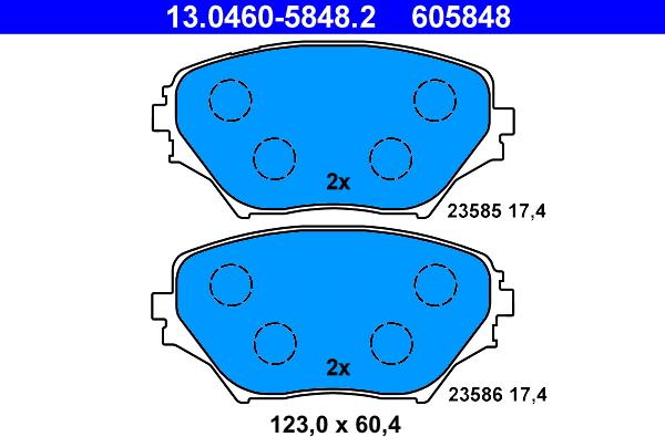 ATE 13.0460-5848.2 - Fékbetétkészlet, tárcsafék www.parts5.com