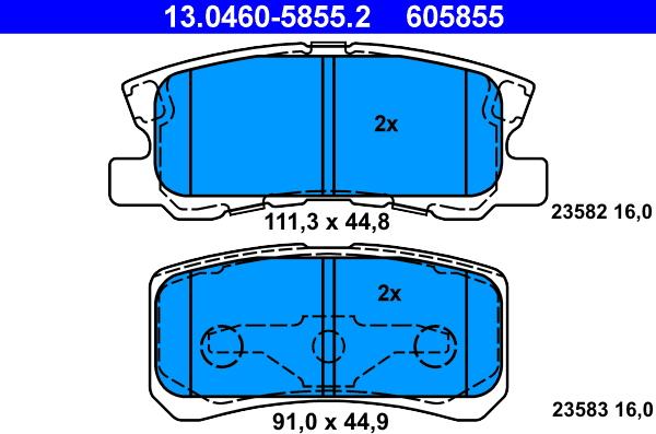 ATE 13.0460-5855.2 - Set placute frana,frana disc www.parts5.com