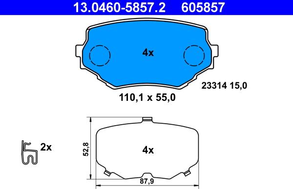 ATE 13.0460-5857.2 - Brake Pad Set, disc brake www.parts5.com