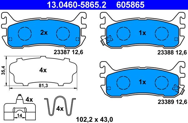 ATE 13.0460-5865.2 - Brake Pad Set, disc brake www.parts5.com