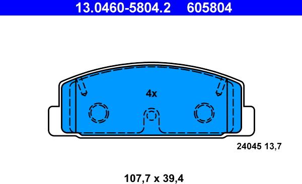 ATE 13.0460-5804.2 - Brake Pad Set, disc brake www.parts5.com
