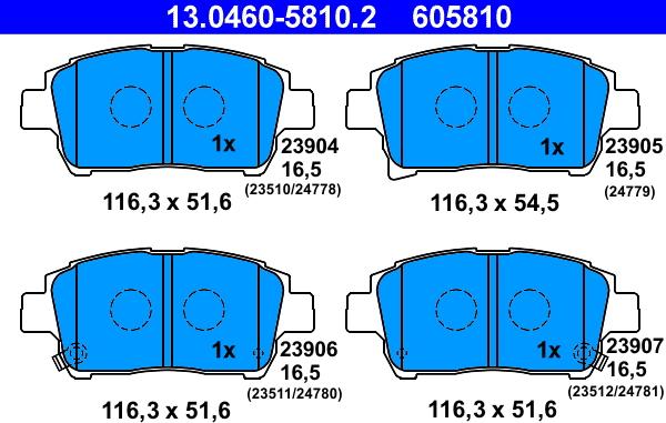 ATE 13.0460-5810.2 - Set placute frana,frana disc www.parts5.com