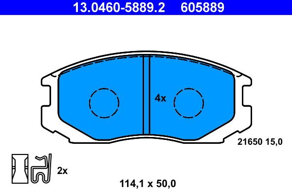 ATE 13.0460-5889.2 - Set placute frana,frana disc www.parts5.com