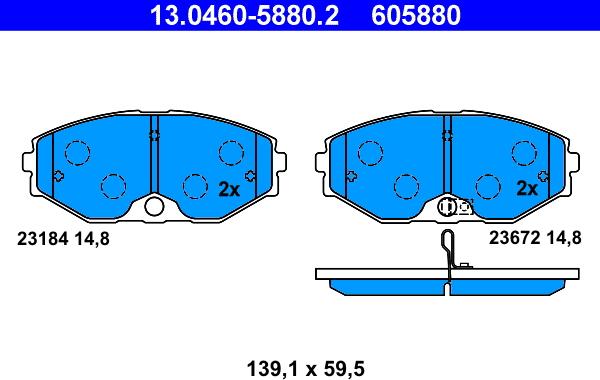 ATE 13.0460-5880.2 - Juego de pastillas de freno www.parts5.com