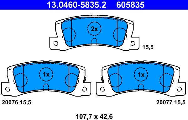 ATE 13.0460-5835.2 - Тормозные колодки, дисковые, комплект www.parts5.com