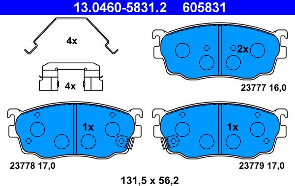 ATE 13.0460-5831.2 - Set placute frana,frana disc www.parts5.com