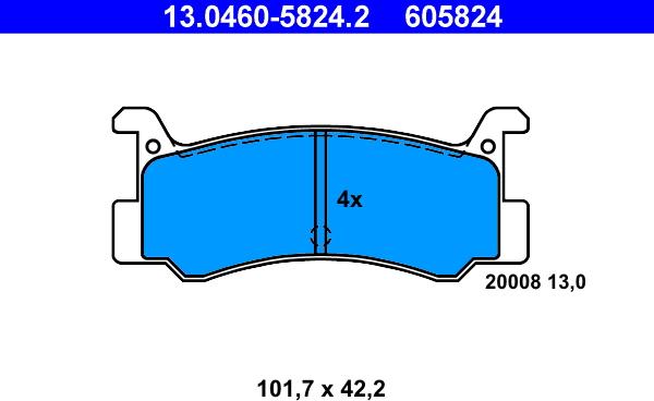 ATE 13.0460-5824.2 - Brake Pad Set, disc brake parts5.com