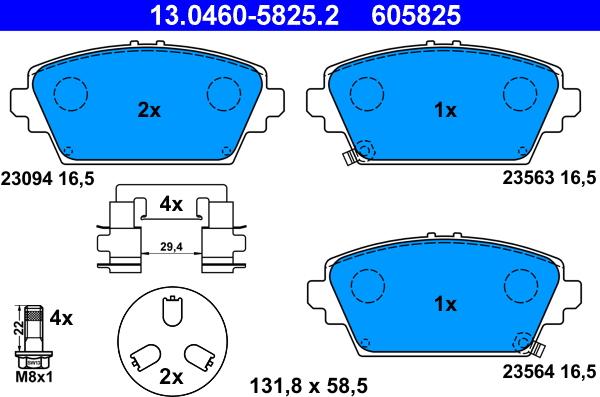 ATE 13.0460-5825.2 - Brake Pad Set, disc brake www.parts5.com