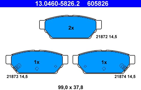 ATE 13.0460-5826.2 - Set placute frana,frana disc www.parts5.com