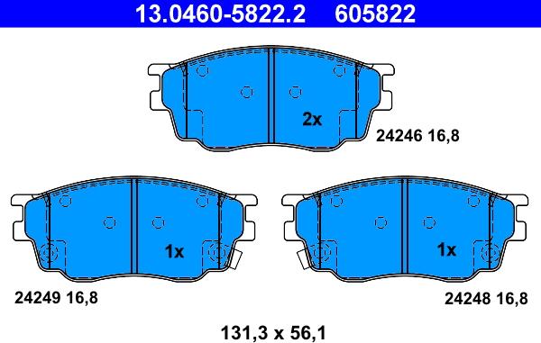 ATE 13.0460-5822.2 - Set placute frana,frana disc www.parts5.com