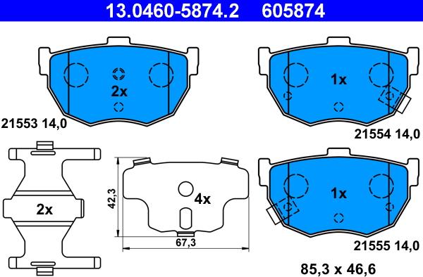 ATE 13.0460-5874.2 - Set placute frana,frana disc www.parts5.com