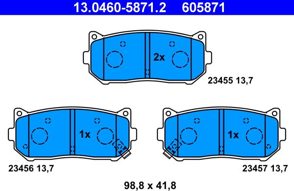 ATE 13.0460-5871.2 - Set placute frana,frana disc www.parts5.com