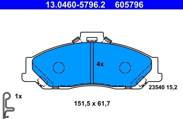 ATE 13.0460-5796.2 - Brake Pad Set, disc brake www.parts5.com